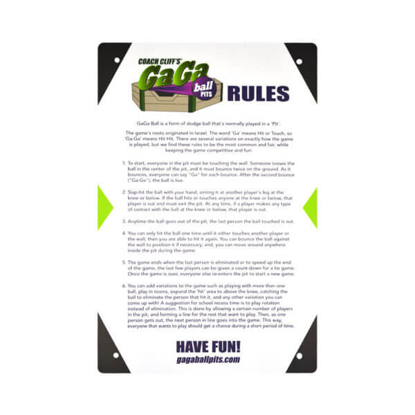 Coach Cliff's GaGa Ball Pits gaga ball rules